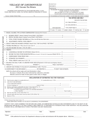 Village of Loudonville Income Tax Return