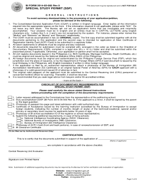 Special Study Permit (SSP) Application