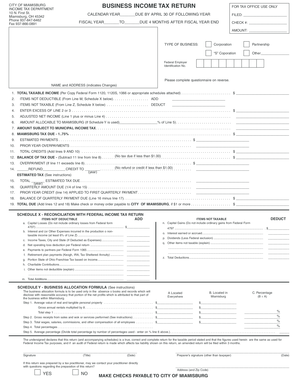 Miamisburg Business Income Tax Return