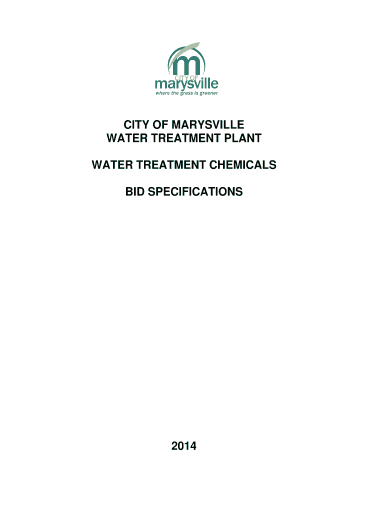 Fillable Online marysvilleohio BID SPECIFICATIONS WATER TREATMENT