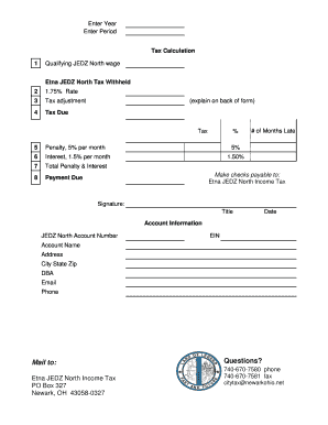 Etna JEDZ North Tax Withholding Form