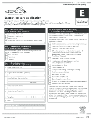 Queensland Exemption Card Application
