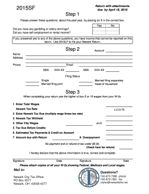 Newark City Annual Tax Return 2015