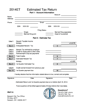 Newark Estimated Tax Return