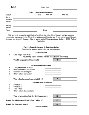 Newark City Income Tax Return