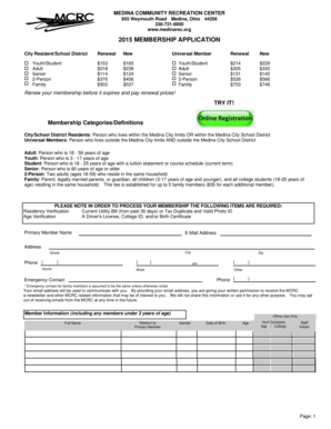 Medina Community Recreation Center Membership Application