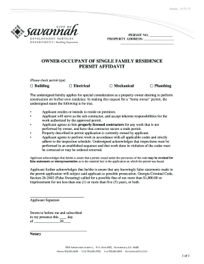 Georgia Homeowner Permit Affidavit