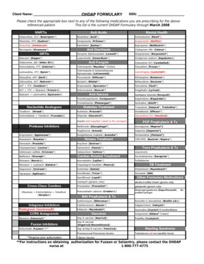 OHDAP Formulary Medication Prescription Form