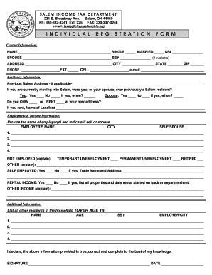 Salem Individual Registration Form