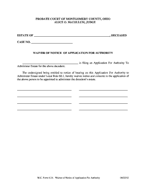Waiver of Notice of Application for Authority