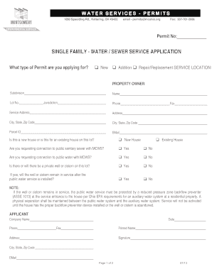 Single Family Water Sewer Service Application