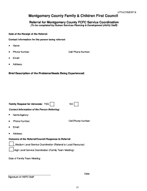 Montgomery County FCFC Service Coordination Referral