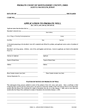 Application to Probate Will