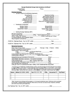 Georgia Residential Energy Code Compliance Certificate