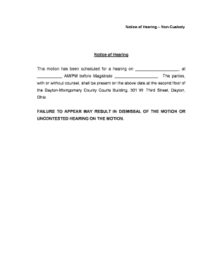 Notice of Hearing Non-Custody
