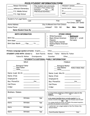 PCCS Student Information Form