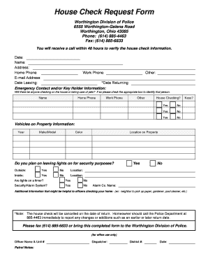 House Check Request Form