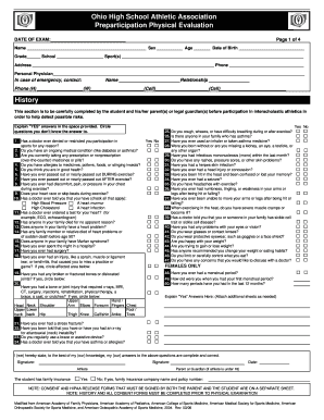 Ohio High School Athletic Association Preparticipation Physical Evaluation