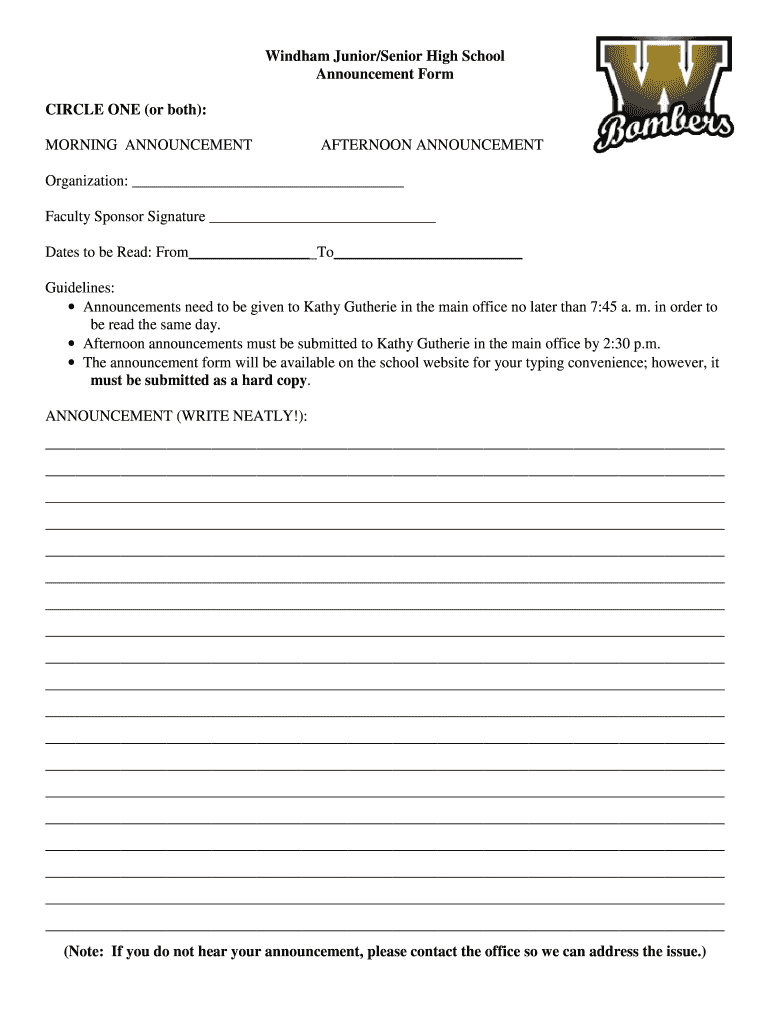 Announcement Form Fill Online, Printable, Fillable, Blank pdfFiller