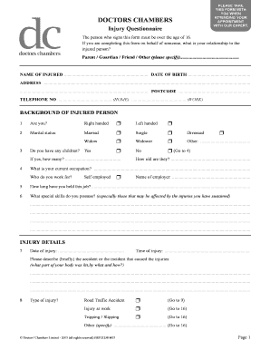 Injury Questionnaire Form