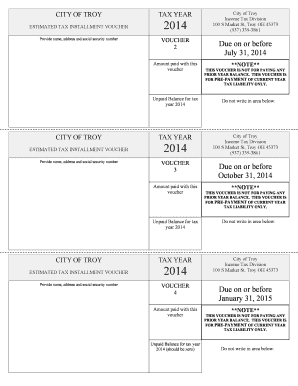 City of Troy Estimated Tax Installment Voucher 2014