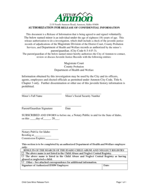 Authorization for Release of Confidential Information