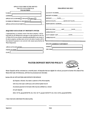 Application for Water Service