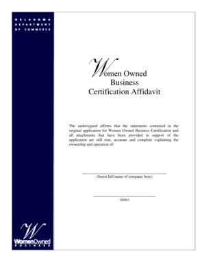 Women Owned Business Certification Affidavit
