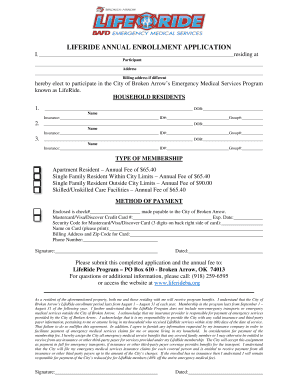 LifeRide Annual Enrollment Application