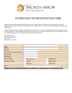 Storm Shelter Registration Form