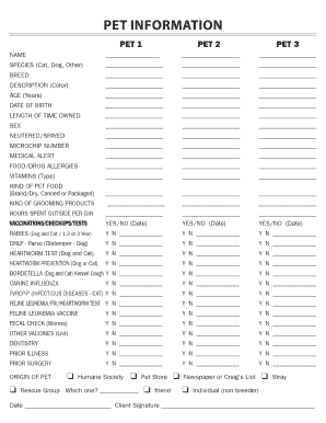 Pet Information Form