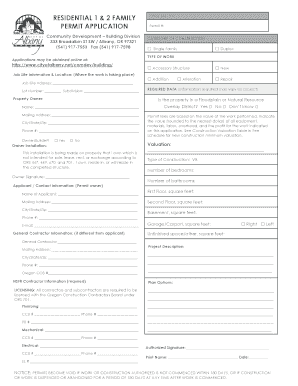 Oregon Residential Building Permit Application