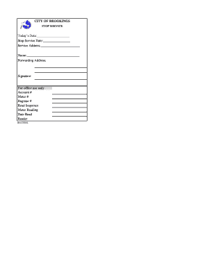 Utility Service Stop Request Form