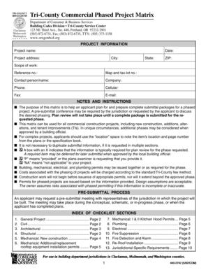Oregon Tri-County Commercial Phased Project Matrix