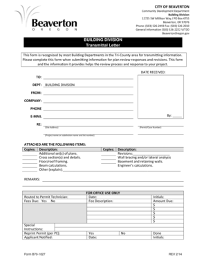 Building Division Transmittal Letter