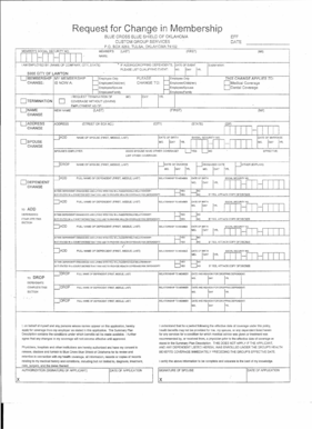 Blue Cross Blue Shield of Oklahoma Request for Change in Membership