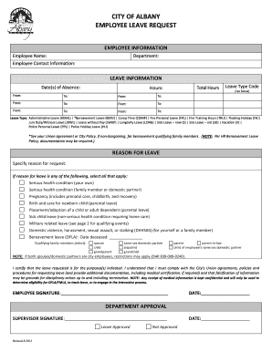 City of Albany Employee Leave Request Form