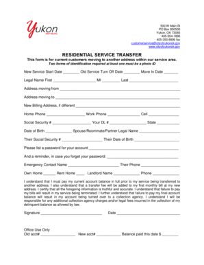 Residential Service Transfer Form
