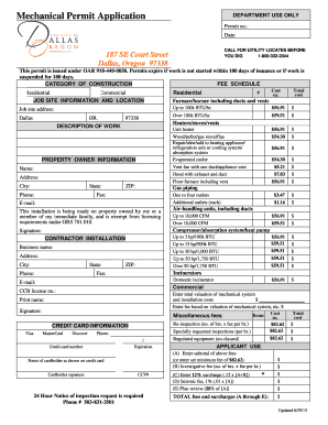 Oregon Mechanical Permit Application