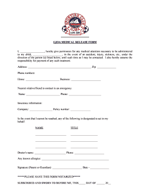 Gjoa Medical Release Form