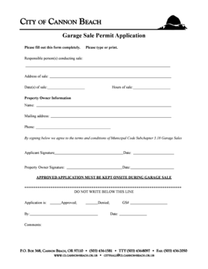 Garage Sale Permit Application