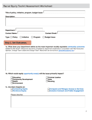 Racial Equity Toolkit Assessment Worksheet