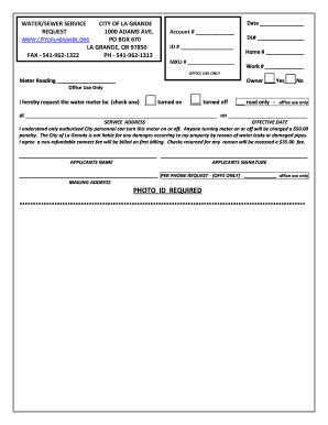 Water/Sewer Service Request Form
