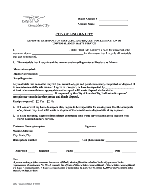 Recycling Service Affidavit