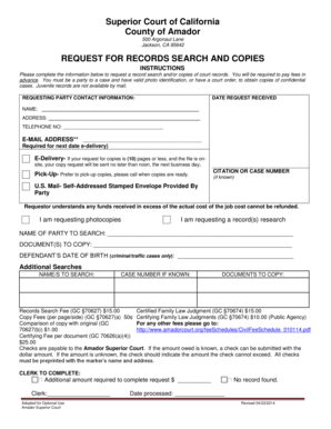 California Court Records Request Form