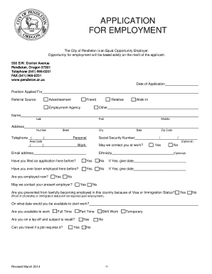 City of Pendleton Employment Application