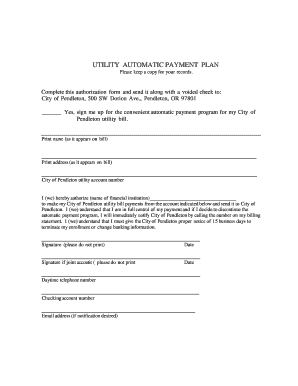 City of Pendleton Utility Automatic Payment Plan