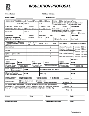 Insulation Proposal Form