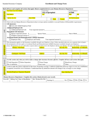 Standard Insurance Enrollment Form