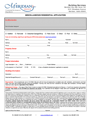 Miscellaneous Residential Building Permit Application